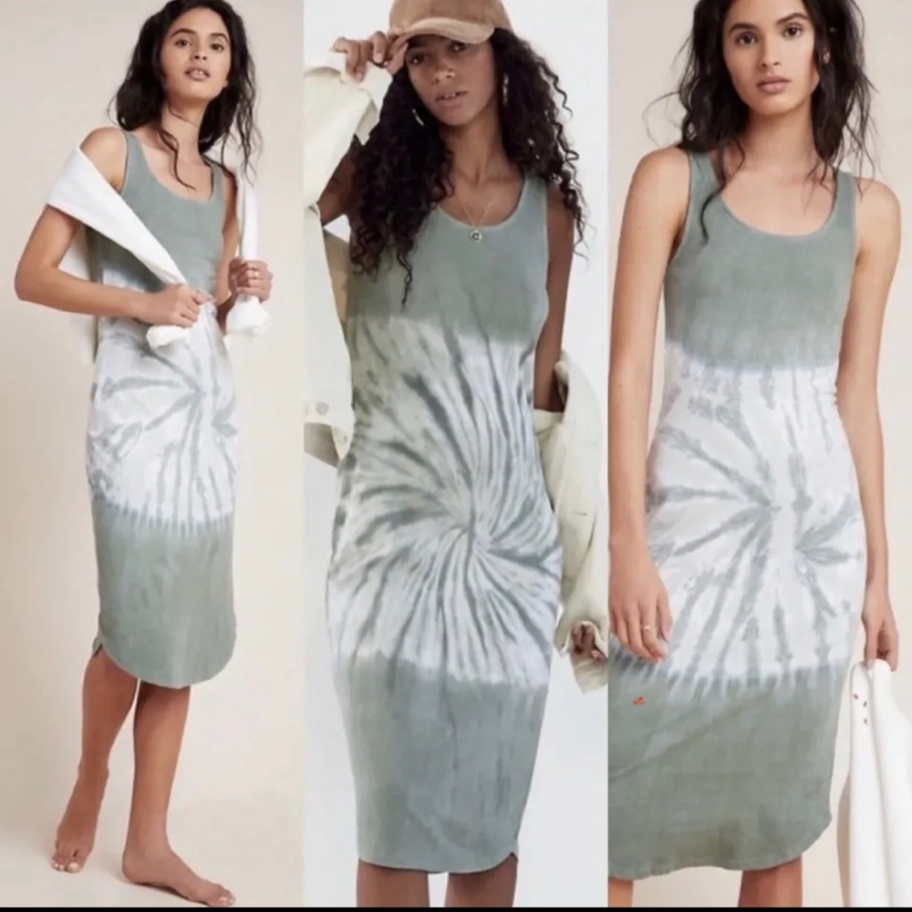 Anthropologie Saturday Sunday green tie dye dress NWT